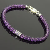 Men's Women Amethyst Sterling Silver Bracelet 925 Bead Clasp Gemstone DiyNotion Handmade BR226