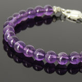 Handmade Men Women Gemstone Bracelet Amethyst 925 Sterling Silver Spacer Clasp DiyNotion BR357