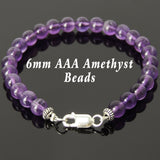 Handmade Men Women Gemstone Bracelet Amethyst 925 Sterling Silver Spacer Clasp DiyNotion BR357