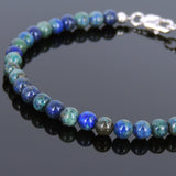 Men's Women Mixed Chrysocolla Lapis Sterling Silver Bracelet 925 Beads Clasp DiyNotion Handmade BR555