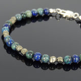 Men's Women Mixed Chrysocolla Lapis Pyrite Sterling Silver Bracelet 925 Beads Clasp DiyNotion Handmade BR558