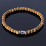 Men's Women Agarwood Sterling Silver Bracelet Barrel Bead DiyNotion Handmade BR217