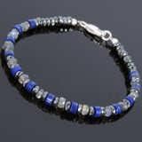 Men's Women Lapis Labradorite Hematite Sterling Silver Bracelet 925 Beads Clasp DiyNotion Handmade BR560
