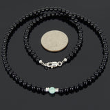 Men's Women Black Onyx Amazonite Sterling Silver Necklace Gemstone 925 Spacers Clasp DiyNoion Handmade NK066
