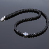 Men's Women Matte Black Onyx Labradorite Sterling Silver Necklace Gemstone 925 Spacers Clasp DiyNoion Handmade NK067