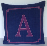 NavyBlue Euro shams, Bedroom Decor Navy,Navy Personalized Monogram Pillow, Decorativ Throw Pillows,26x26 Alphabet pillows