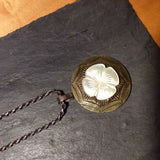 Vintage Carved Mother of Pearl White Button Pendant, Art Deco Pendant, MOP Flower, Pressed Celluloid Button, Sterling Silver Chain, MPN216