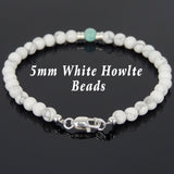 Men's Women White Howlite Amazonite Sterling Silver Bracelet Bead Clasp Gemstone DiyNotion Handmade BR564