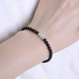 Men's Women Matte Black Onyx Amazonite Bracelet 925 Sterling Silver Spacers DiyNotion Handmade BR566