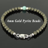 Men's Women Gold Pyrite Amazonite Sterling Silver Bracelet Bead Clasp Gemstone DiyNotion Handmade BR567