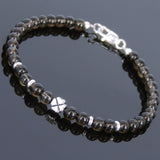 Men's Women Smoky Quartz Sterling Silver Bracelet Bead Clasp Gemstone DiyNotion Handmade BR562