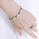 Men's Women White Howlite Hematite Sterling Silver Bracelet Clasp DiyNotion Handmade BR563