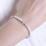 Men's Women White Howlite Amazonite Sterling Silver Bracelet Bead Clasp Gemstone DiyNotion Handmade BR564