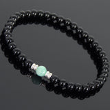 Men's Women Black Onyx Amazonite Bracelet 925 Sterling Silver Spacers DiyNotion Handmade BR565