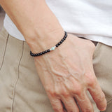 Men's Women Black Onyx Amazonite Bracelet 925 Sterling Silver Spacers DiyNotion Handmade BR565