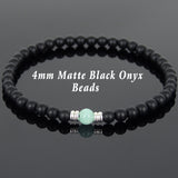 Men's Women Matte Black Onyx Amazonite Bracelet 925 Sterling Silver Spacers DiyNotion Handmade BR566