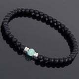 Men's Women Matte Black Onyx Amazonite Bracelet 925 Sterling Silver Spacers DiyNotion Handmade BR566