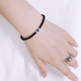 Men's Women Black Onyx Apatite Bracelet 925 Sterling Silver Spacers DiyNotion Handmade BR572