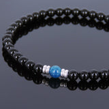 Men's Women Black Onyx Apatite Bracelet 925 Sterling Silver Spacers DiyNotion Handmade BR572