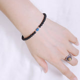 Men's Women Matte Black Onyx Apatite Bracelet 925 Sterling Silver Spacers DiyNotion Handmade BR573