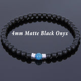 Men's Women Matte Black Onyx Apatite Bracelet 925 Sterling Silver Spacers DiyNotion Handmade BR573