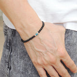 Men's Women Matte Black Onyx Apatite Bracelet 925 Sterling Silver Spacers DiyNotion Handmade BR573