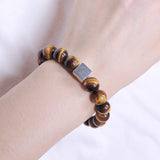 Men's Women Brown Tiger Eye Bracelet 925 Sterling Silver Cube Bead DiyNotion Handmade BR574
