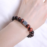 Men's Women Red Tiger Eye Bracelet 925 Sterling Silver Cube Bead DiyNotion Handmade BR575