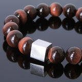Men's Women Red Tiger Eye Bracelet 925 Sterling Silver Cube Bead DiyNotion Handmade BR575