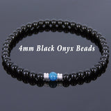 Men's Women Black Onyx Apatite Bracelet 925 Sterling Silver Spacers DiyNotion Handmade BR572