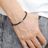 Men's Women Black Onyx Apatite Bracelet 925 Sterling Silver Spacers DiyNotion Handmade BR572