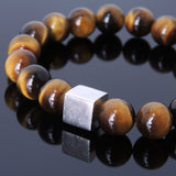 Men's Women Brown Tiger Eye Bracelet 925 Sterling Silver Cube Bead DiyNotion Handmade BR574