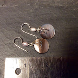 Vintage Mother of Pearl Button Earrings, Smoky MOP Buttons, German Bead Accent, Silver Handmade Ear Wires, Iridescent MOP Buttons, MPE201