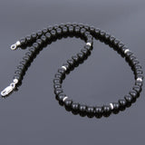 Men's Women 6mm Matte Black Onyx Sterling Silver Necklace Gemstone 925 Spacers Beads Clasp DiyNoion Handmade NK070