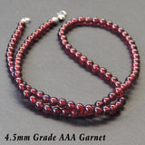 Men's Women AAA Garnet Sterling Silver Necklace Gemstone 925 Beads Clasp DiyNoion Handmade NK062