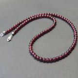 Men's Women AAA Garnet Sterling Silver Necklace Gemstone 925 Beads Clasp DiyNoion Handmade NK062