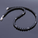 Men's Women 5mm Matte Black Onyx Sterling Silver Necklace Gemstone 925 Spacers Beads Clasp DiyNoion Handmade NK069