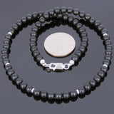 Men's Women 5mm Matte Black Onyx Sterling Silver Necklace Gemstone 925 Spacers Beads Clasp DiyNoion Handmade NK069