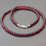 Men's Women AAA Garnet Sterling Silver Necklace Gemstone 925 Beads Clasp DiyNoion Handmade NK062