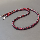 Men's Women AAA Garnet Sterling Silver Necklace Gemstone 925 Beads Clasp DiyNoion Handmade NK062