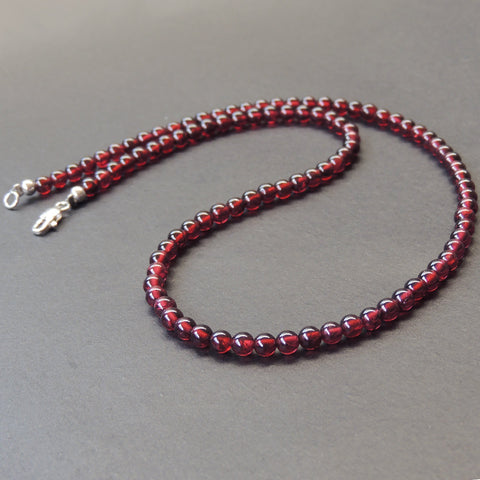 Men's Women AAA Garnet Sterling Silver Necklace Gemstone 925 Beads Clasp DiyNoion Handmade NK062