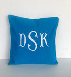 Monogram Pillow Cover Turquoise Blue Pillow Cover Housewarming Gift Decorative Monogram Pillows Dorm Decor, Hostess Gifts,