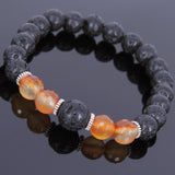 Lava Rock Red Carnelian Tibetan Silver Bracelet Yoga Mala for Men Women DiyNotion Handmade T092
