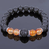 Lava Rock Red Carnelian Tibetan Silver Bracelet Yoga Mala for Men Women DiyNotion Handmade T092