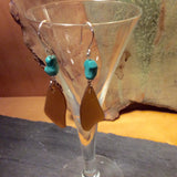 Sea Glass Earrings, Natural Turquoise Nugget Beads, Beach Earrings, Amber Sea Glass, Upcycled Sea Glass, Boho Earrings, SGE180