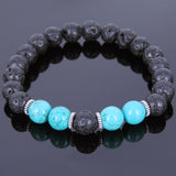 Lava Rock Turquoise Tibetan Silver Bracelet Yoga Mala for Men Women DiyNotion Handmade T096