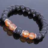 Lava Rock Red Carnelian Tibetan Silver Bracelet Yoga Mala for Men Women DiyNotion Handmade T099