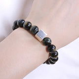 Men's Women Mixed Brown Blue Tiger Eye Bracelet 925 Sterling Silver Cube Bead DiyNotion Handmade BR576