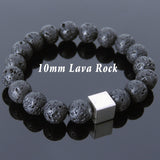 Men's Women Lava Rock Bracelet 925 Sterling Silver Cube Bead DiyNotion Handmade BR577