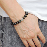 Men's Women Mixed Brown Blue Tiger Eye Bracelet 925 Sterling Silver Cube Bead DiyNotion Handmade BR576